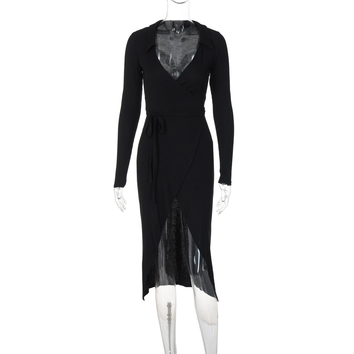 Elena – Ribbed Wrap Midi Dress