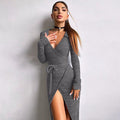 Elena – Ribbed Wrap Midi Dress