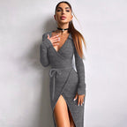 Elena – Ribbed Wrap Midi Dress