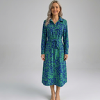 Verdant Abstract – Belted Midi Shirt Dress