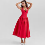 Scarlet Coquette – Halter Corset Midi Dress