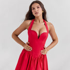Scarlet Coquette – Halter Corset Midi Dress