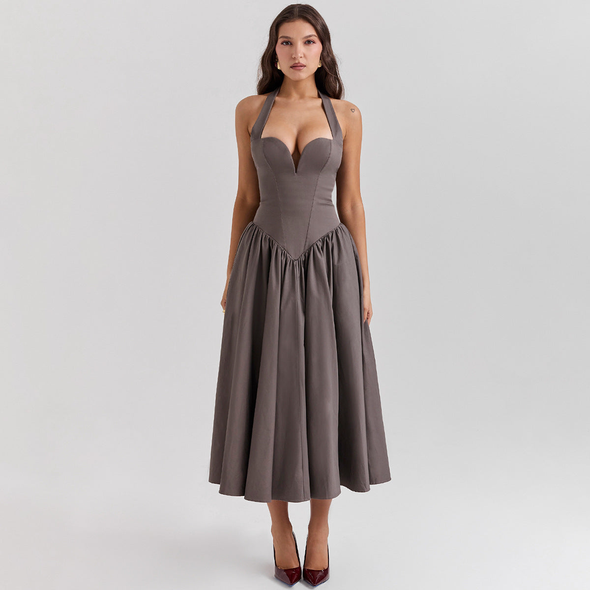 Scarlet Coquette – Halter Corset Midi Dress