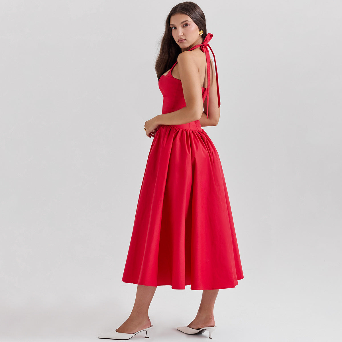 Scarlet Coquette – Halter Corset Midi Dress