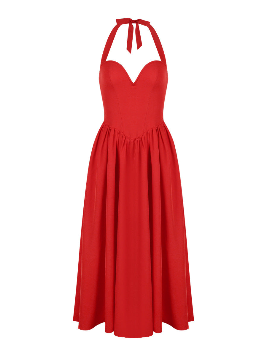 Scarlet Coquette – Halter Corset Midi Dress