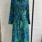 Verdant Abstract – Belted Midi Shirt Dress