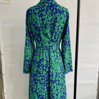 Verdant Abstract – Belted Midi Shirt Dress