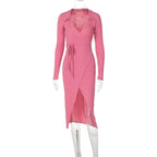 Elena – Ribbed Wrap Midi Dress