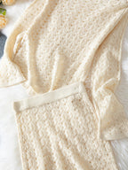Seaside Elegance – Crochet Cardigan & Mini Skirt Set
