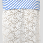 Coastal Muse – Striped Ruffle Blouse & Lace Trousers Set