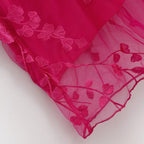 Fuchsia Bloom – 3D Floral Midi Dress