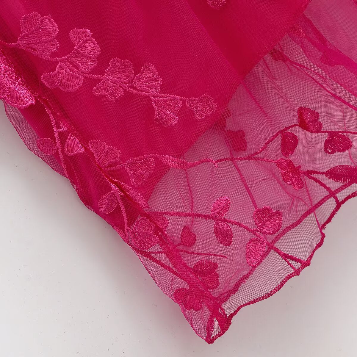 Fuchsia Bloom – 3D Floral Midi Dress