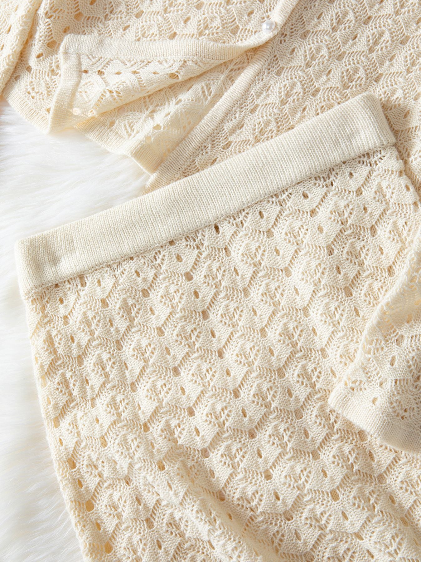 Seaside Elegance – Crochet Cardigan & Mini Skirt Set