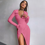 Elena – Ribbed Wrap Midi Dress