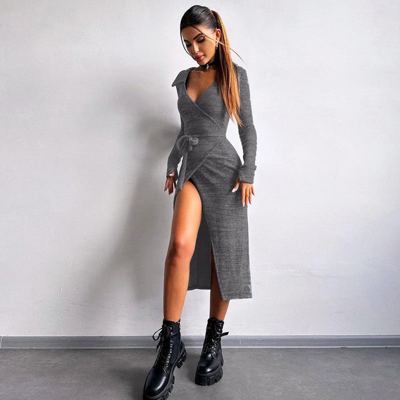 Elena – Ribbed Wrap Midi Dress