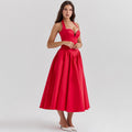 Scarlet Coquette – Halter Corset Midi Dress