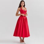 Scarlet Coquette – Halter Corset Midi Dress